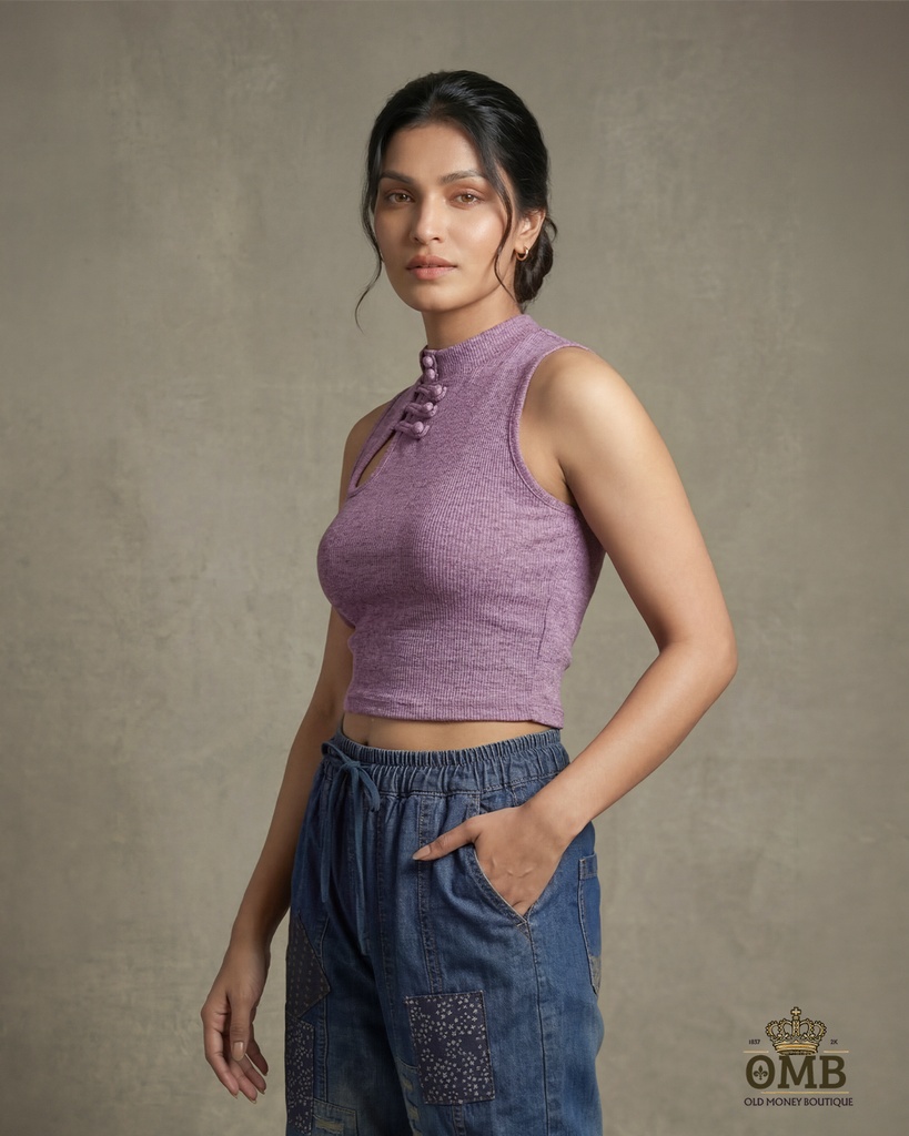 Husky Button Detail Top