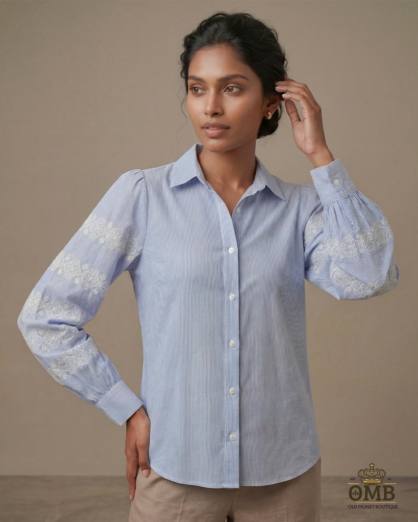 Cuban Collar SLV EMB Top - Flink