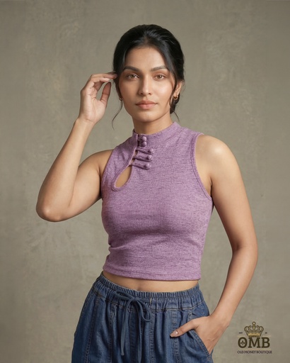 Husky Button Detail Top